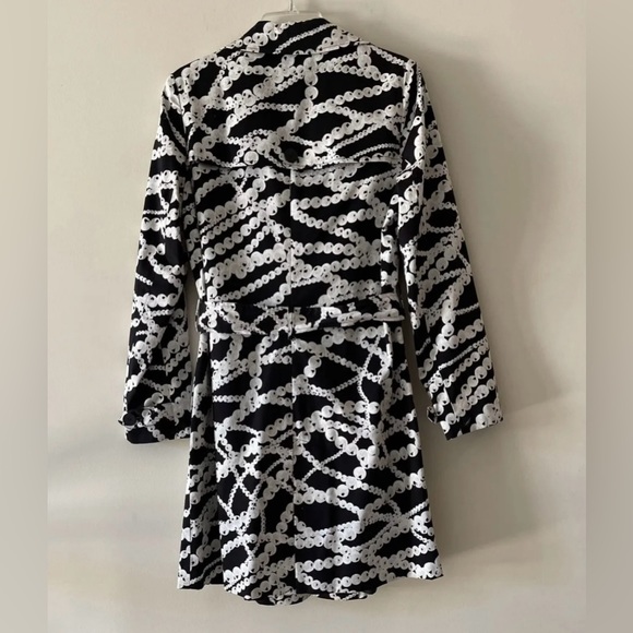 Women Midi Belted Black and White Trench Coat Jacket Blazer - Picture 5 of 14